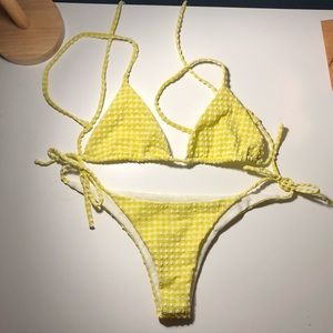Wanderlust Yellow Gingham String Bikini Small